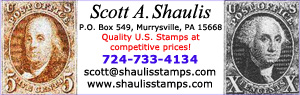 Scott A. Shaulis - sales of US stamps mint and used singles, back of book, plate blocks